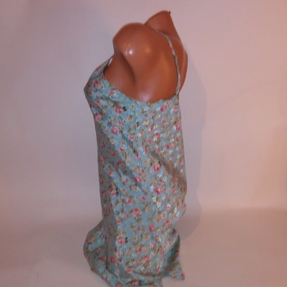 Lingerie Chemise Slip Medium Blue Pink Floral Cottage Core Bust 18" Length 34" P - Picture 6 of 7